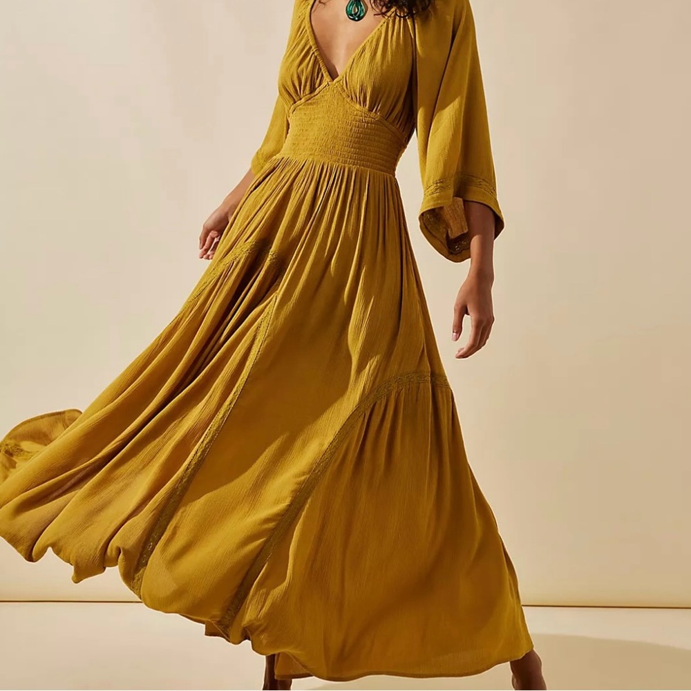 Free People Dixie Maxi Dress in Golden Palm